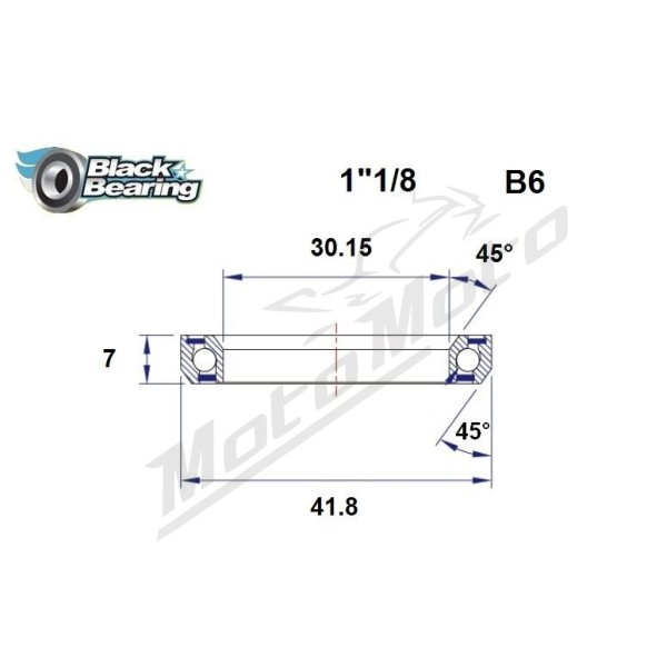 BLACK BEARING 45°/45° vairo kolonėlės guolis 30.15x41.8x7 mm HB-B6