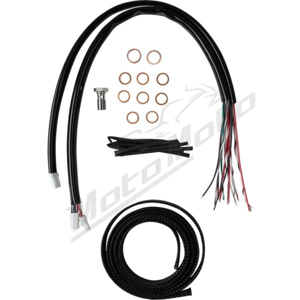 LA CHOPPERS Complete Black Vinyl Braided Handlebar Cable/Brake Line Kit Harley Davidson 1868-1977 23-26