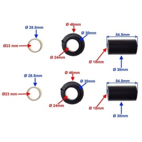 Metal / rubber / plastic bushings 30x10x53,5 / 46x30x24 / 28,5x23 2sets