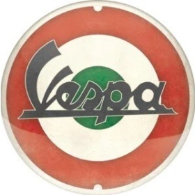 TIN SIGN ROUND 35cm VESPA LOGO