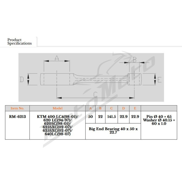 Royal Rods Connecting Rod KTM LC4 400-640cc 94-07