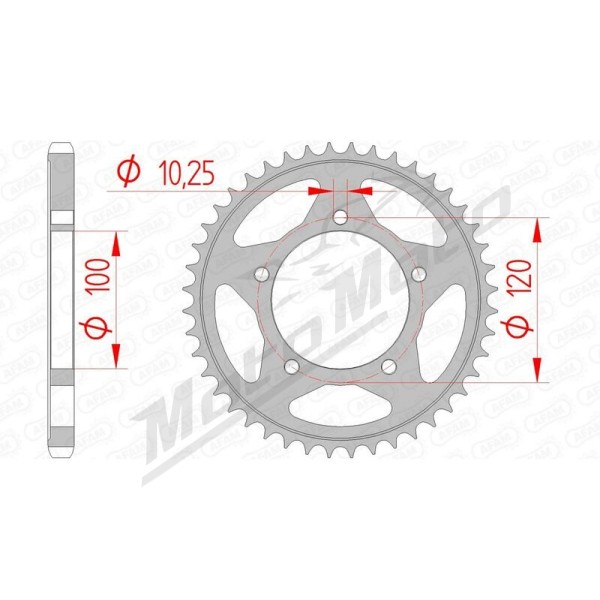 AFAM Steel Standard Rear Sprocket 525 40-46 teeth