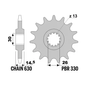 PBR plieninė standartinė priekinė žvaigždutė 330 - 630 HONDA CB 750 1979-1980