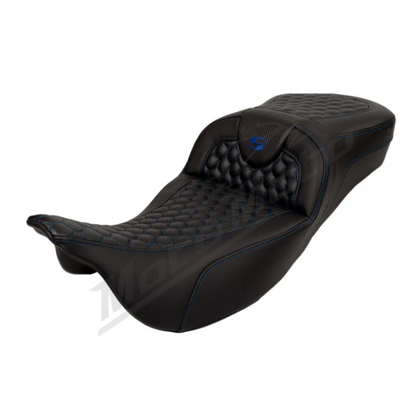 SADDLEMEN Roadsofa Honeycomb Seat Blue Extended Harley Davidson FLH / FLHT / FLHX / FLTRX / FLTRXSE 1584-1923 08-23
