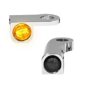 HEINZ BIKES NANO Series Handlebar Turn Signals Chrome Harley Davidson XL 883/1200 14-22