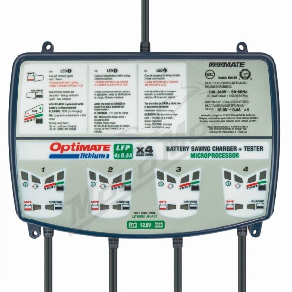 TECMATE OptiMate Lithium  LFP 4s 0.8A Quad Bank Battery Charger