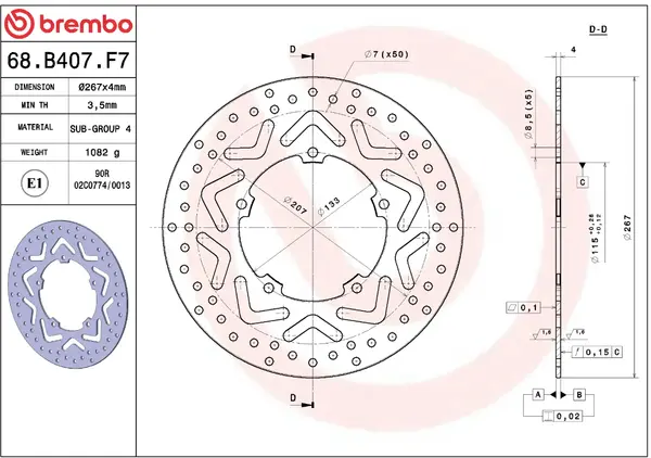 BREMBO Ore Prime Line Priekinis stabdžių diskas Yamaha HW 125-150 12-20