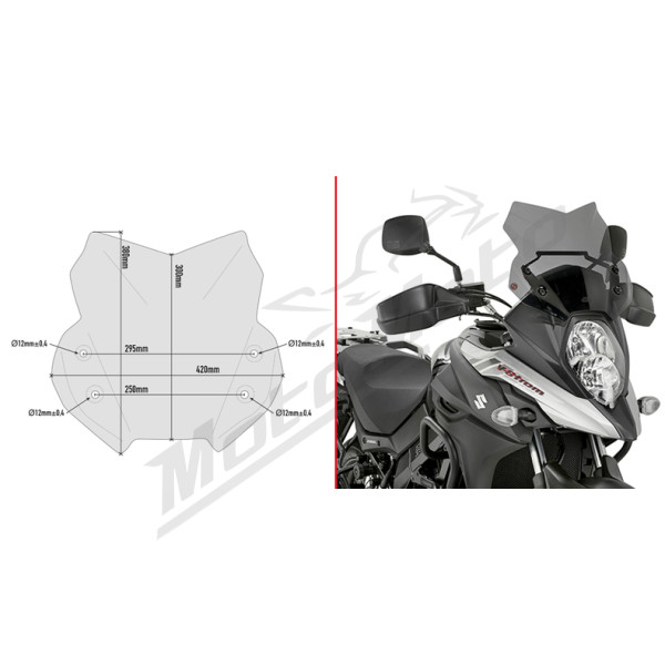 GIVI Priekinis stiklas tamsintas 30x42cm Suzuki DL 650 V-Storm 17-22