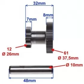 Starter bendix gear BARTON/ JUNAK/ PEUGEOT/ SYM/ ZIPP 25-50cc 2006-2022 12+61teeth