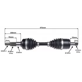 Left front axle MaxTuned CF MOTO CF 400-500cc 20-22