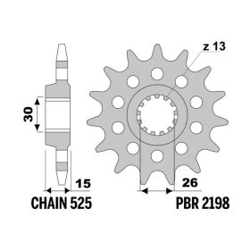 PBR Steel Standard Front Sprocket 2198 - 525 ​​​​​​​BMW HP4 / M / S 1000cc 2010-2024