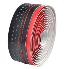 Velo Bicycle Handlebar Tape Road  Microfiber Drilled 2-Tone Red/Black