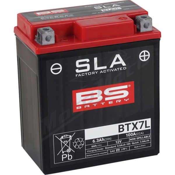 BS BATTERY SLA Factory- Activated AGM Maintenance-Free Battery BTX7L 12V 6Ah