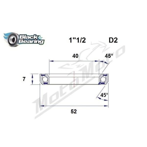 BLACK BEARING 45°/45° Headset Bearing 40x52x7 mm HB-D2