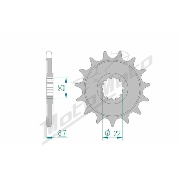 AFAM plieninė standartinė priekinė žvaigždutė 28405 - 525 15-17 dantukų KAWASAKI NINJA / Z / VERSYS 900-1000cc 02-25