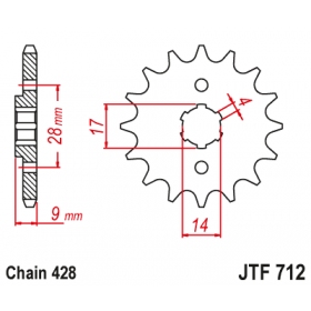 Priekinė žvaigždutė JTF712 APRILIA RS4 / RX / SX / TUONO 125 2011-2021