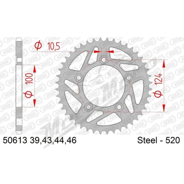 AFAM Steel Standard Rear Sprocket 520 39-46 teeth