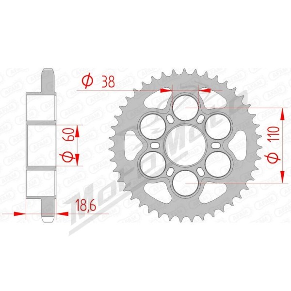 AFAM Steel Standard Rear Sprocket 525 39-43 teeth