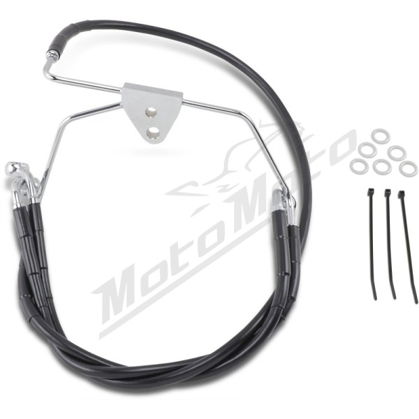 DRAG SPECIALTIES Extended Length Black Vinyl Brake Line Kit Harley Davidson FLHT / FLHTC / FLHTCI / FLHTCSE2 1340-1800cc 96-07