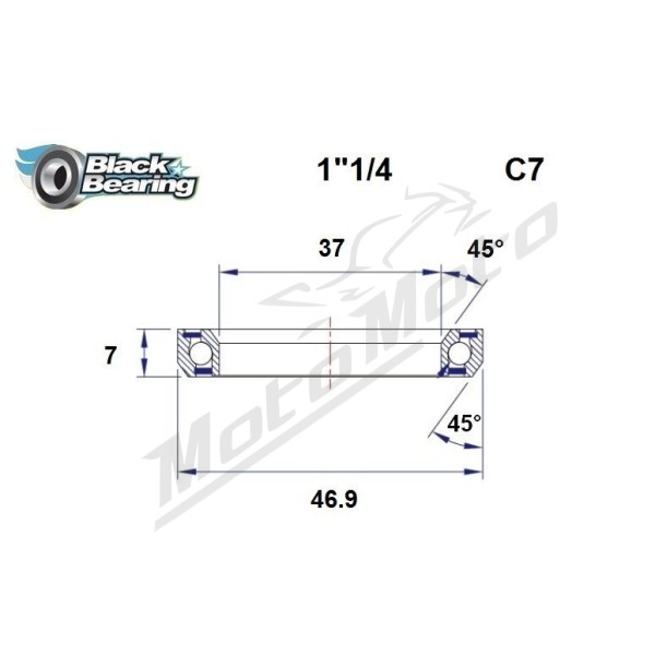 BLACK BEARING 45°/45° Headset Bearing 37x46.9x7 mm HB-C7