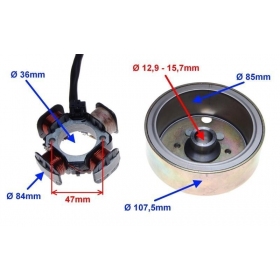 Generatorius + magnetas MORINI / SUZUKI / TGB 50cc 2T