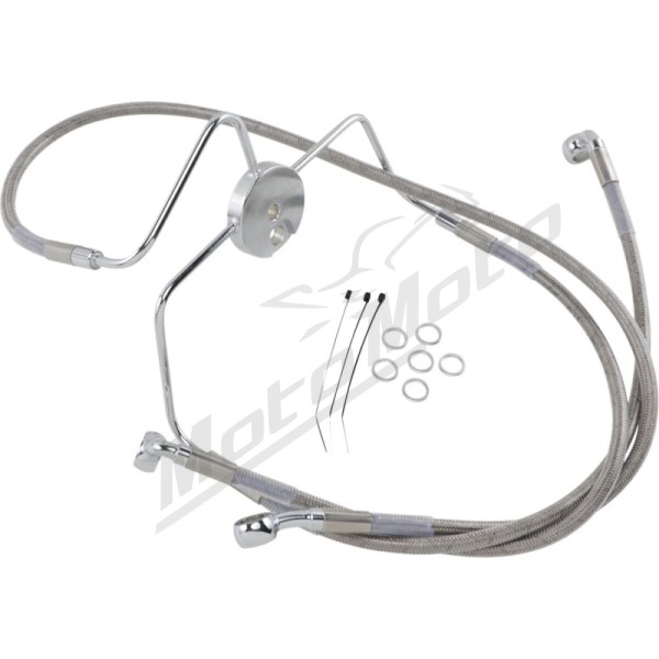 DRAG SPECIALTIES Extended Length Stainless Steel Brake Line Kit Harley Davidson FLHR / FLHRC / FLHRCI / FLHRI 1340-1800cc 94-07