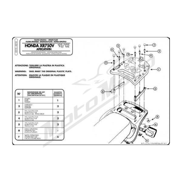 KAPPA Top case frame With Monokey Plate Honda XRV 750 Africa Twin 93-02