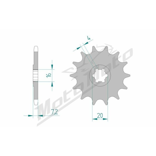 AFAM plieninė standartinė priekinė žvaigždutė 22104 - 520 10 dantukų SUZUKI LT / KAWASAKI KFX 80cc 87-06