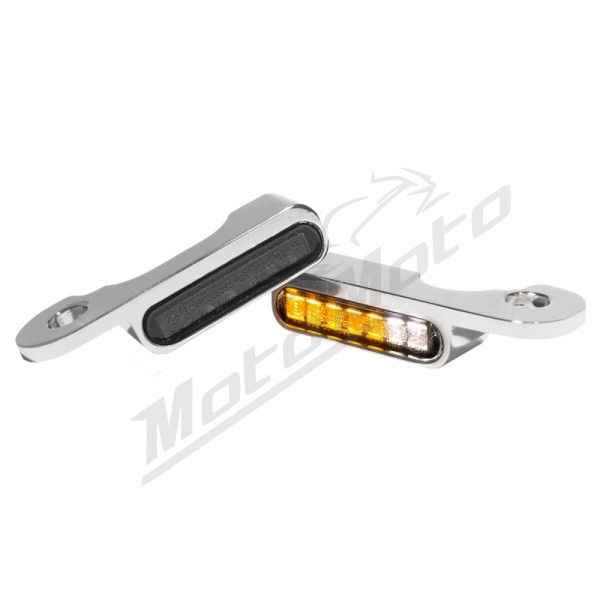 HEINZ BIKES LED Handlebar Turn Signals/ Position Lights Chrome Harley Davidson FLHR / FLHTCU / FLHTK / FLHXS / FLTRXS / FXDC 1584/1923 03-20