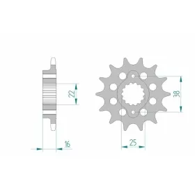 AFAM plieninė standartinė priekinė žvaigždutė 52611 - 520 14-16 dantukų DUCATI S / SPS / R / RS / STRADA / SENNA / BIPOSTO / MONOPOSTO 748-916cc 94-03