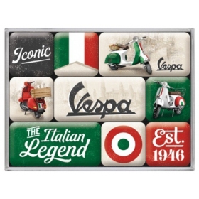 Set of magnets VESPA ITALIAN LEGEND 2,2x2,2 / 4,5x2,2 9pcs.