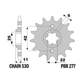 PBR plieninė standartinė priekinė žvaigždutė 277 - 530 HONDA FT 500 C 1982-1984