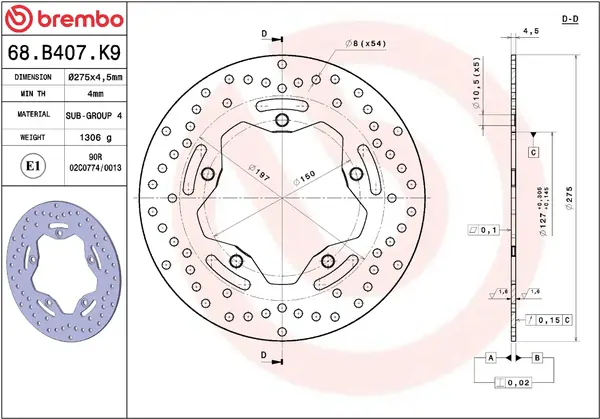 BREMBO Ore Prime Line Priekinis/gainis stabdžių diskas SYM Maxsym 400-500 12-21