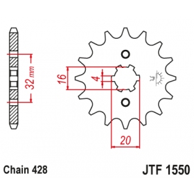 Priekinė žvaigždutė JTF1550 RIEJU / YAMAHA MT / WR / YZF R125 / DT 125 4T