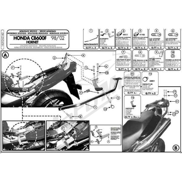 KAPPA Rear storage box bracket Honda CB 600 Hornet 98-02