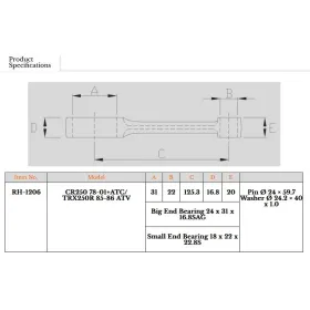 Royal Rods connecting rod Honda / GasGas / Rieju 250-300cc 84-23