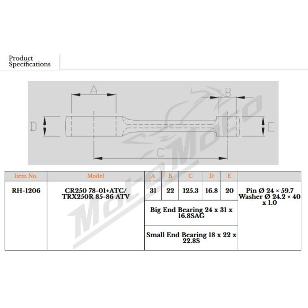 Royal Rods connecting rod Honda / GasGas / Rieju 250-300cc 84-23