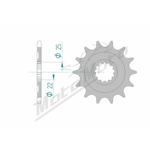 AFAM Steel Self-Cleaning Front Sprocket 27502 - 520 13-14 teeth ​​​​​​​KAWASAKI KX / KLX 450cc 08-23