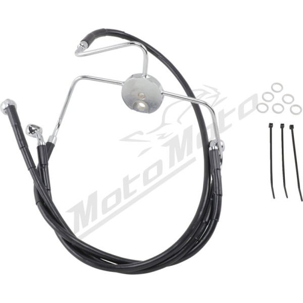 DRAG SPECIALTIES Extended Length Black Vinyl Brake Line Kit Harley Davidson FLHT / FLHTC / FLHTCI / FLHTCSE2 1340-1800cc 96-07