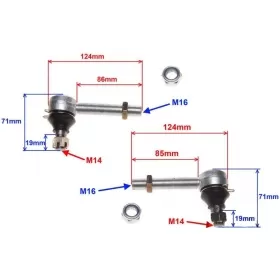 Steering tie rod ball joints ATV 200cc (124mm length) M16/ M14 2pcs