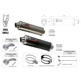 MIVV Oval Small Universal Silencer Left Side - Stainless steel