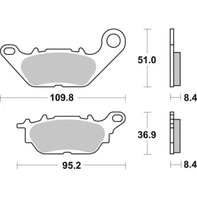 SBS HF Street 858HF Ceramic Organic Brake Pads Yamaha T / XC / YSR / YBR / YS 125-135cc 08-24