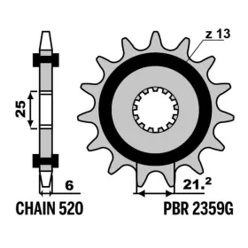 PBR Steel Standard Front Sprocket 2359G - 520