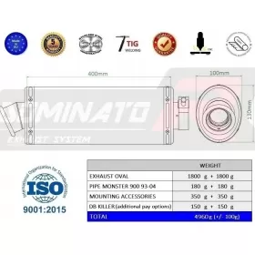 Exhausts silincers Dominator Oval DUCATI MONSTER 900 1993-2004