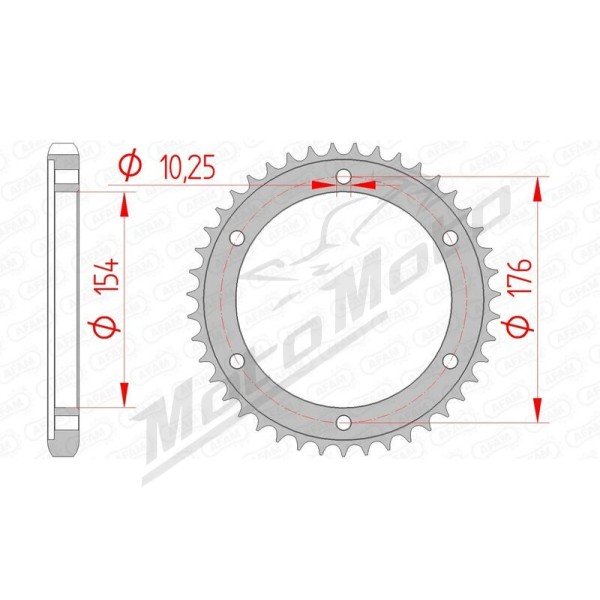 AFAM plieninė standartinė galinė žvaigždė 530 43 dantukų HONDA VFR 800cc 05-13