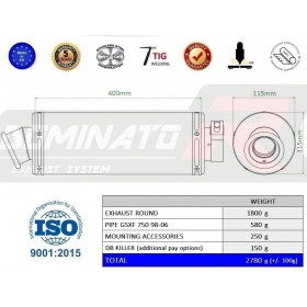 Duslintuvo kompl. Dominator ROUND SUZUKI GSX 750 F 1998-2006