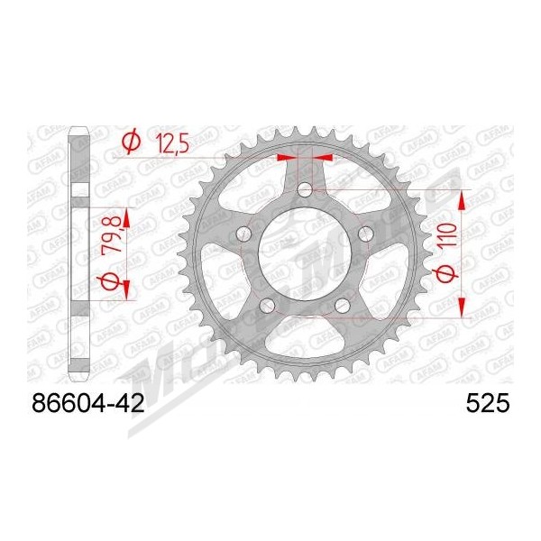 AFAM Steel Standard Rear Sprocket 525 42 teeth TRIUMPH BONNEVILLE / SPEEDMASTER 800-865cc 01-11