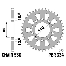 PBR Standard C45 Steel Rear Sprocket 334 - 530 HONDA / TRIUMPH / YAMAHA 85-1200cc 1979-2012