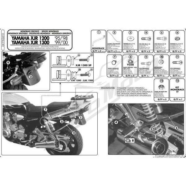 KAPPA Rear storage box bracket Yamaha XJR 1200-1300 95-02