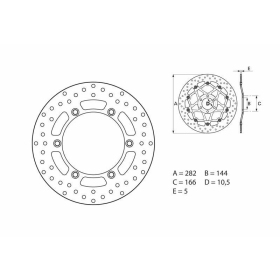 BREMBO Serie Oro apvalus fiksuotas stabdžių diskas galinis MOTO GUZZI CALIFORNIA / DAYTONA / STONE / V11 1100cc 1995-2015